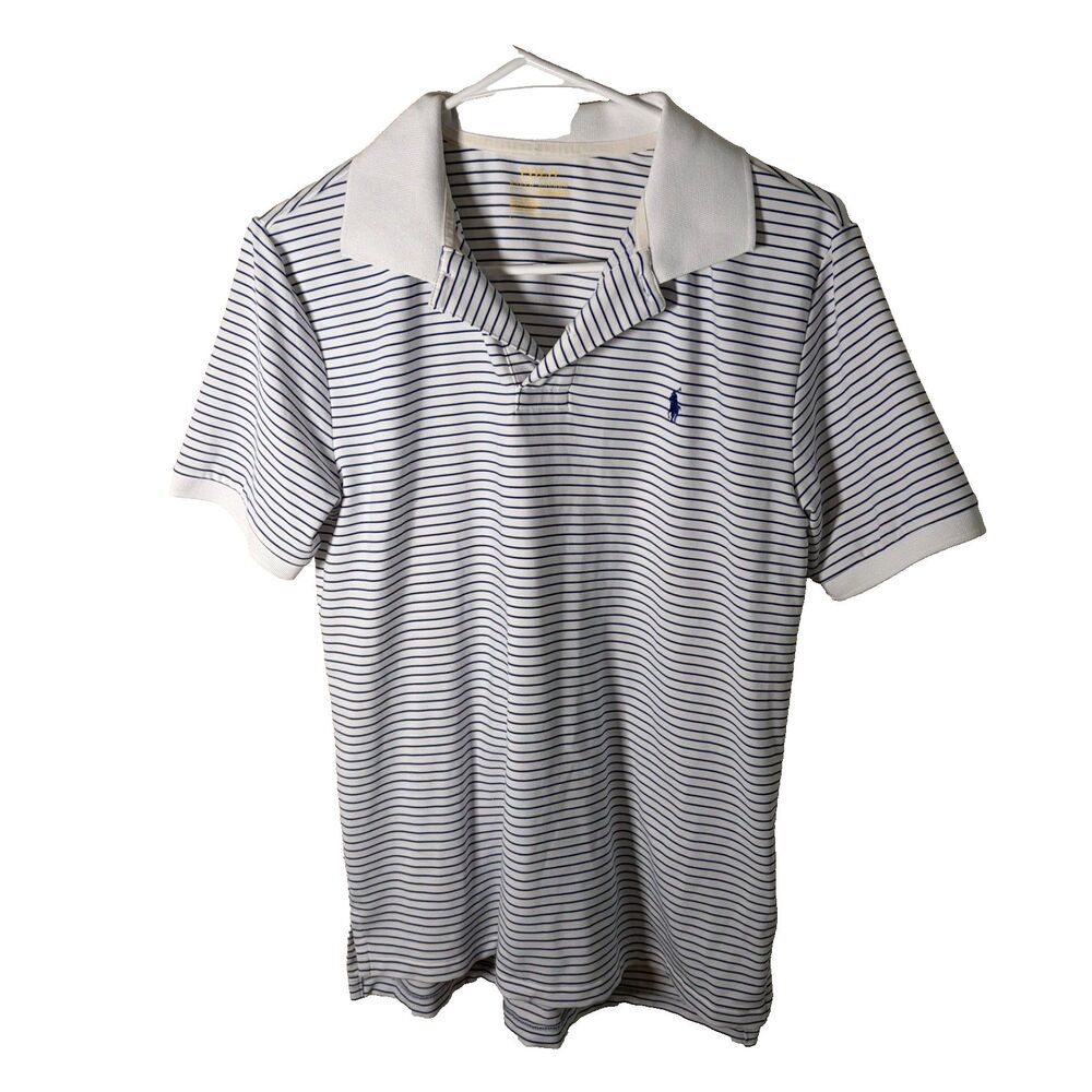 Polo Ralph Lauren Shirt Boy's Large Striped Performance Athletic Short Sleeve